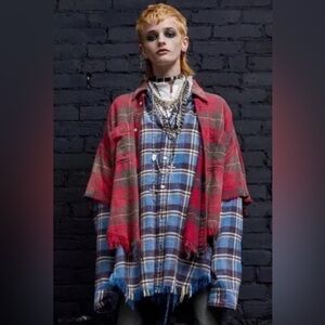 R13 Double Plaid Shirt Size Medium